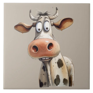 Whimsical Cow Tile