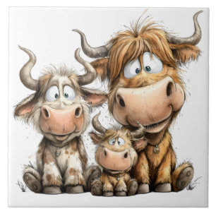 Whimsical cows tile