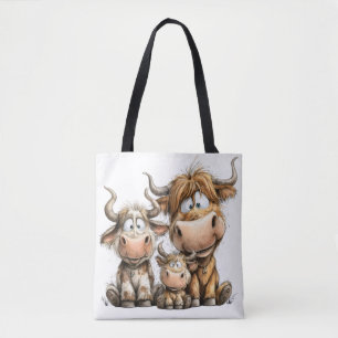 Whimsical cows tote bag