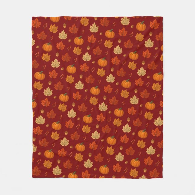 Whimsical cozy Fall  Fleece Blanket (Front)