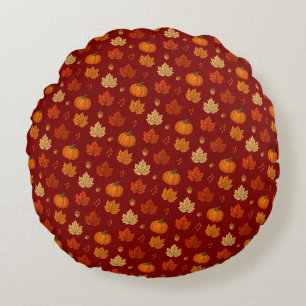 Whimsical cozy Fall Round Pillow