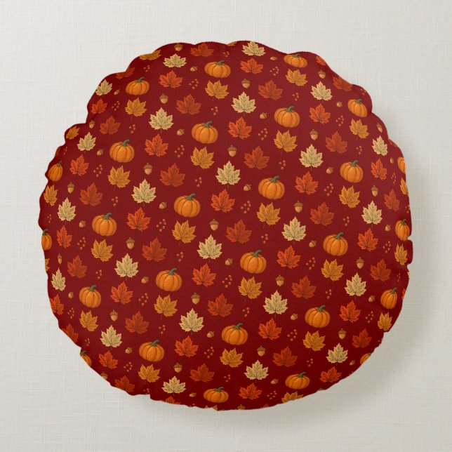 Whimsical cozy Fall  Round Pillow (Front)