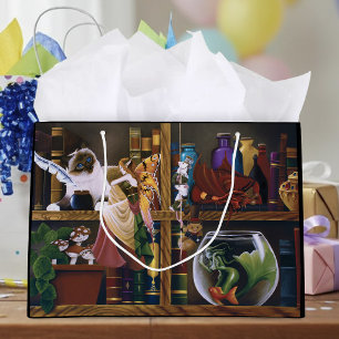 Whimsical Cozy Fantasy Wizard Library Shelves Large Gift Bag