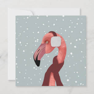 Whimsical Cozy Winter Flamingo With Scarf 