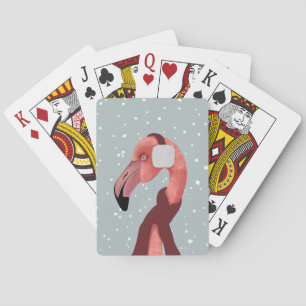Whimsical Cozy Winter Flamingo With Scarf  Playing Cards