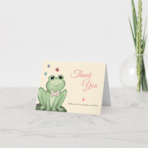 Whimsical Cream Frog Baby Shower Thank You Card