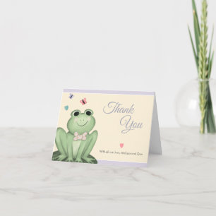 Whimsical Cream Lavender Frog Baby Shower Thank You Card