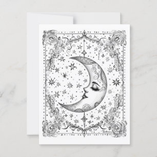 Whimsical Crescent Moon Color Your Own Postcard