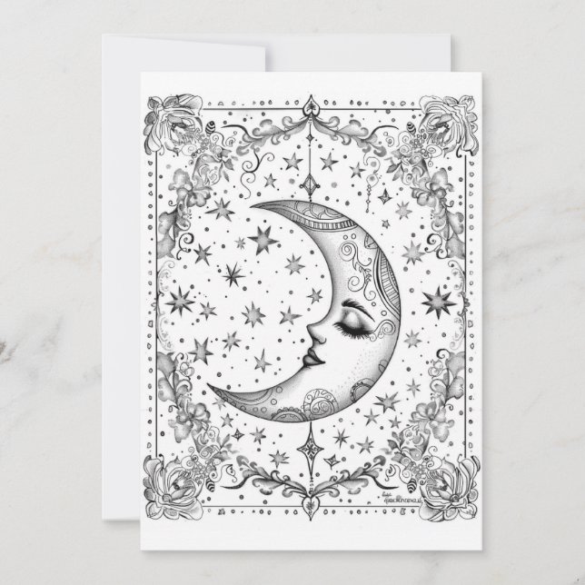 Whimsical Crescent Moon | Colour Your Own Greeting (Front)