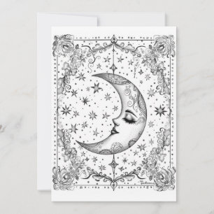Whimsical Crescent Moon   Colour Your Own Greeting