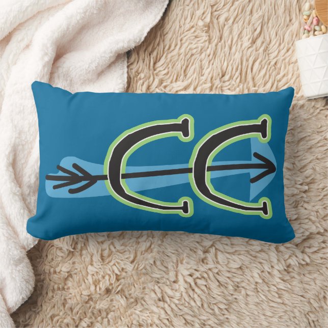 Whimsical Cross Country - CC Symbol - BLUE Lumbar Pillow (Blanket)