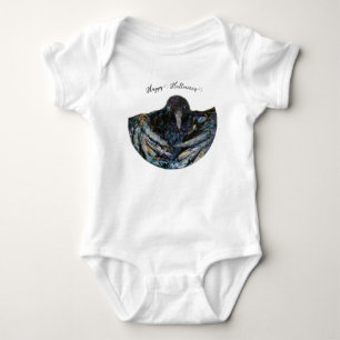 Whimsical Crow Black Bird Maureen Girard Baby Bodysuit