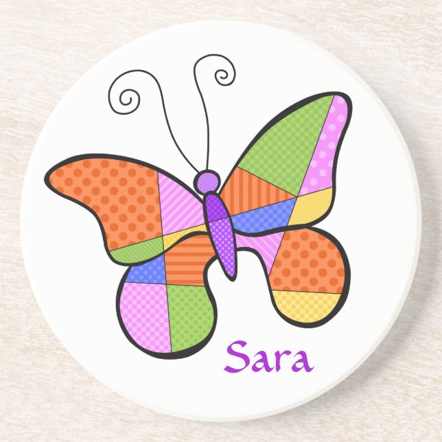 Whimsical Cubism Butterfly Coaster (Front)