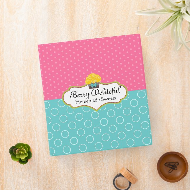 Whimsical Cupcake Bakery 1 Inch Binder (In Situ)