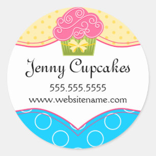 Whimsical Cupcake Bakery Box Seals