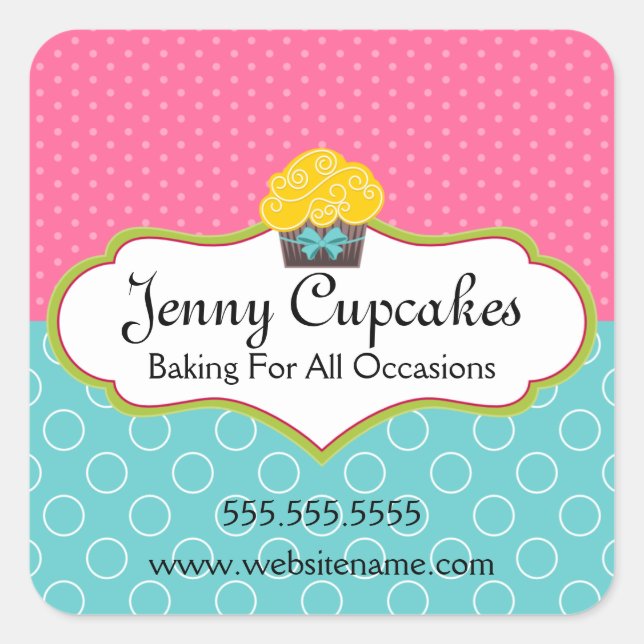 Whimsical Cupcake Bakery Box Seals (Front)