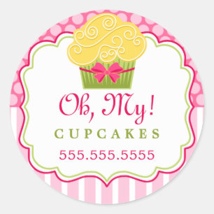 Whimsical Cupcake Bakery Box Seals