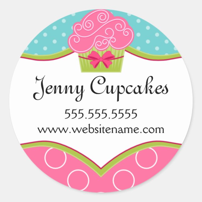 Whimsical Cupcake Bakery Box Seals (Front)