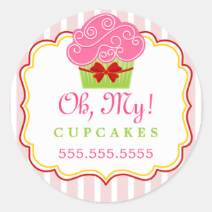 Whimsical Cupcake Bakery Box Seals