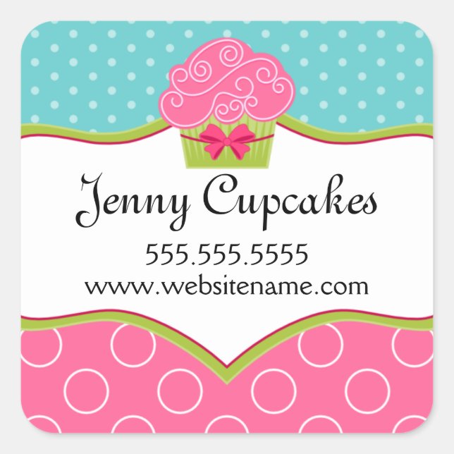 Whimsical Cupcake Bakery Box Seals (Front)