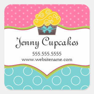 Whimsical Cupcake Bakery Box Seals