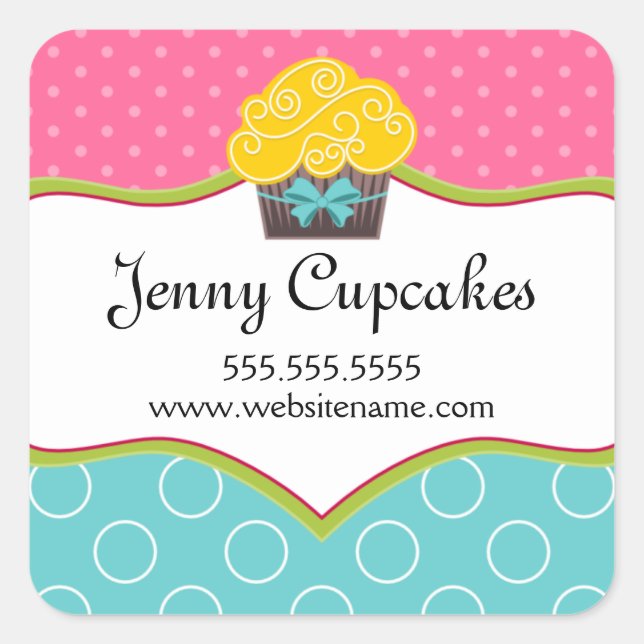 Whimsical Cupcake Bakery Box Seals (Front)
