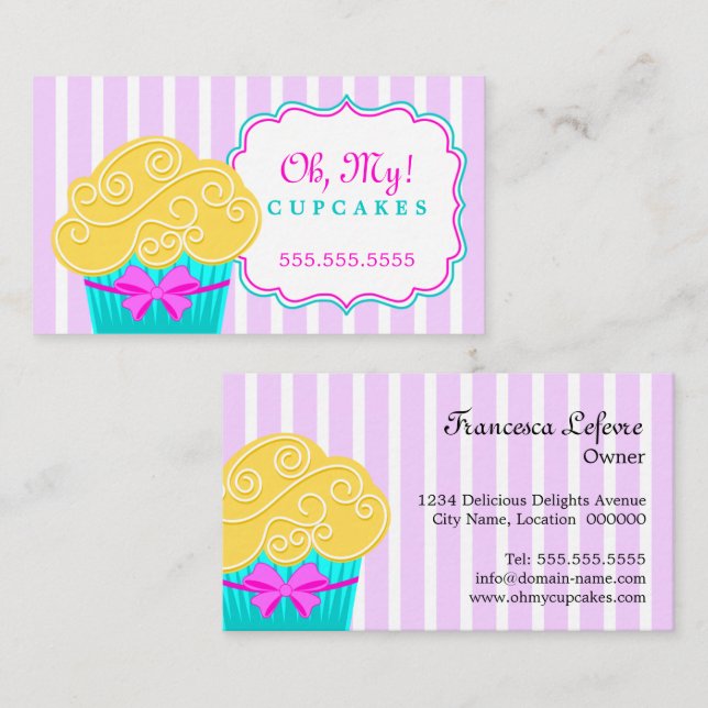 Whimsical Cupcake Bakery Business Card (Front/Back)