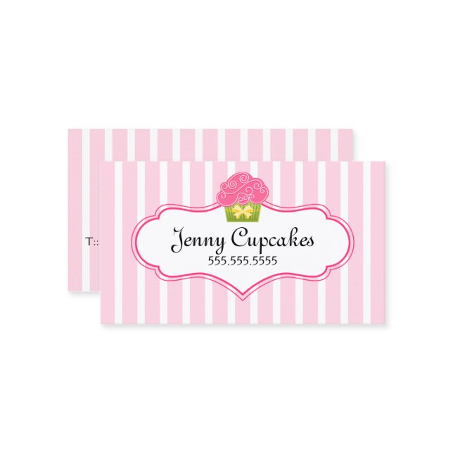 Whimsical Cupcake Bakery Business Card (Front/Back In Situ)