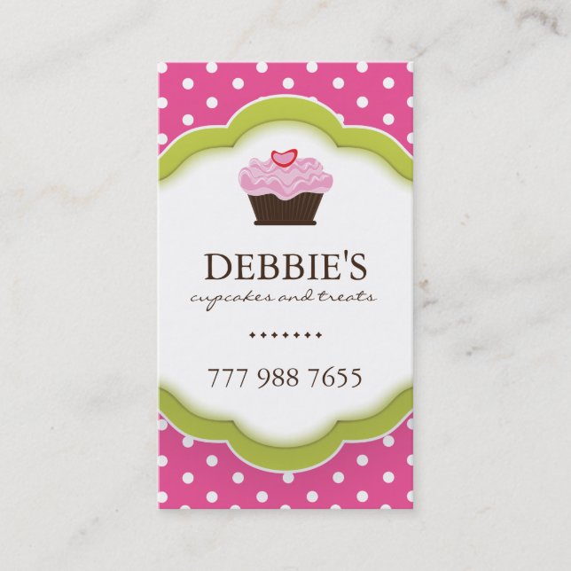 Whimsical Cupcake Business Cards (Front)