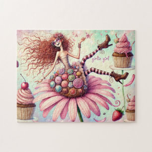 Whimsical Cupcake Fairy Girlie Girl Garden Jigsaw Puzzle