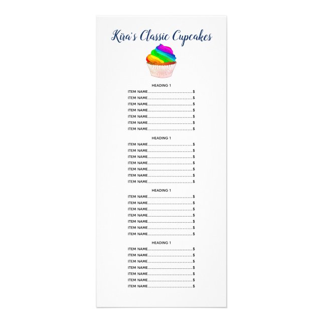 Whimsical Cupcake Maker Baker Pastry Chef Rack Card (Front)