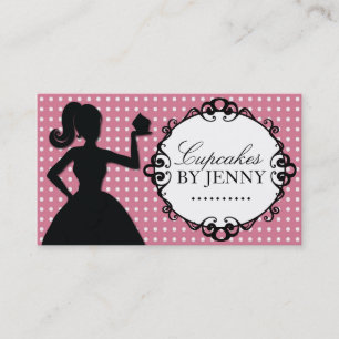 Whimsical Cupcake Silhouette Business Cards