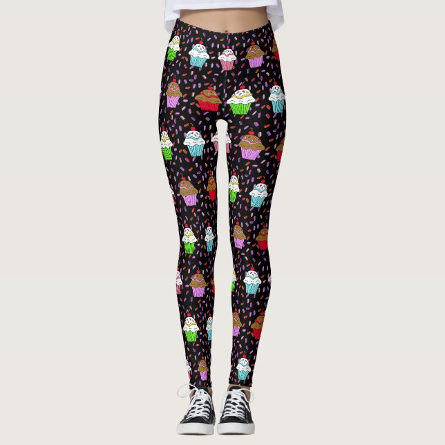 Whimsical Cupcakes and Candy Sprinkles Leggings (Front)