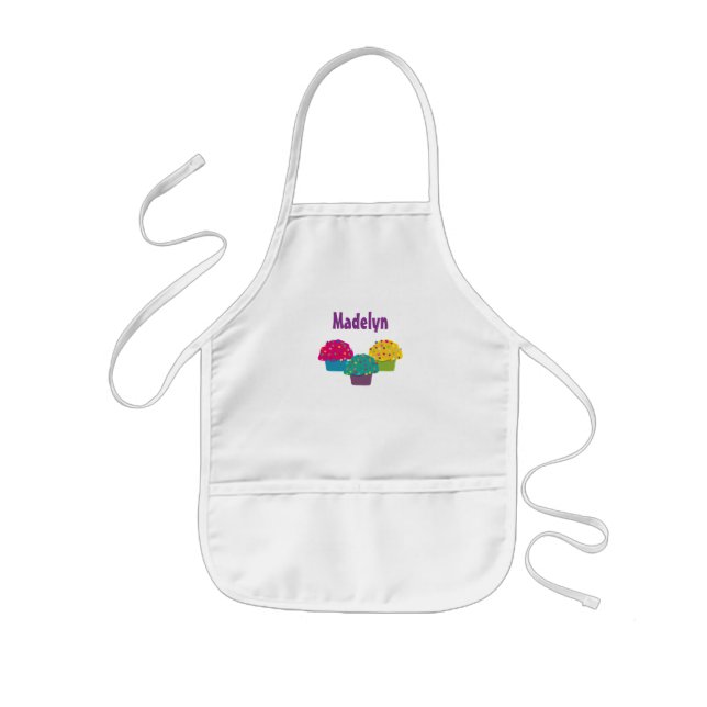 Whimsical Cupcakes Bakery Illustration Pattern Kids Apron (Front)