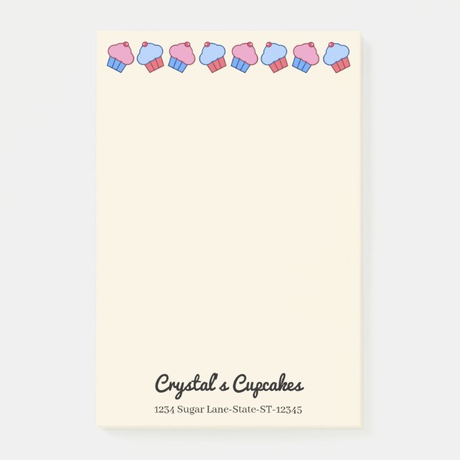 Whimsical Cupcakes Personalized  Post-it Notes (Front)