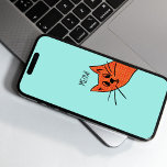 Whimsical Curious Ginger Cat Phone Case<br><div class="desc">A cheeky ginger cat peeking around the corner of the product. fully customizable on the background and message.</div>