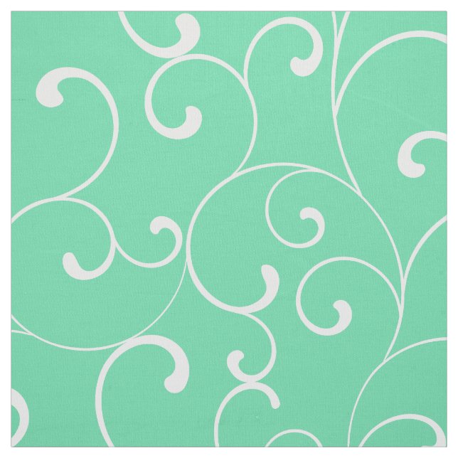 Whimsical Curl Pattern in Aqua Fabric (Swatch)