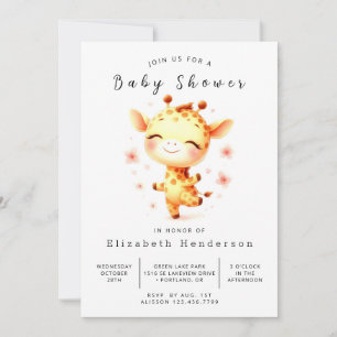 Whimsical Custom Giraffe Baby Shower Invitation