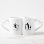 Whimsical custom Mr and Mr Coffee Mug Set<br><div class="desc">Mr and Mr couple coffee mug,  customizable with your own name and your favourite colours.</div>