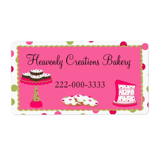Whimsical Custom Pink & Green Bakery Label Shipping Label