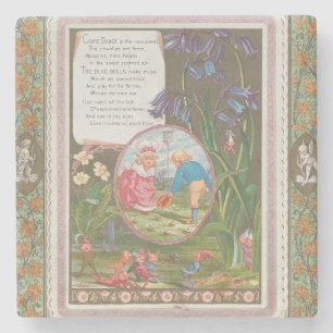 Whimsical Cute Antique Valentine, Kate Greenway Stone Coaster