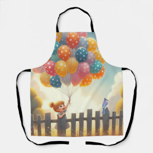 Whimsical/cute balloon girl art apron