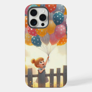 Whimsical/cute balloon girl art iPhone 15 pro max case