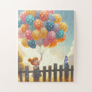 Whimsical/cute balloon girl art jigsaw puzzle