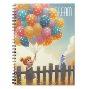Whimsical/cute balloon girl art notebook