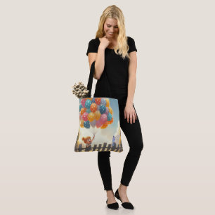 Whimsical/cute balloon girl art tote bag