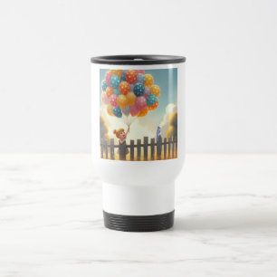 Whimsical/cute balloon girl art travel mug