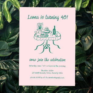 Whimsical Cute Buffet Picnic Custom Birthday Party Invitation