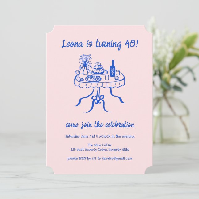 Whimsical Cute Buffet Picnic Custom Birthday Party Invitation (Standing Front)