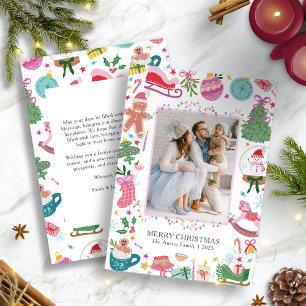 Whimsical Cute Colourful Christmas Holiday Card